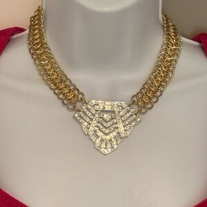 Vintage Art Deco- Rhinestone Statement Necklace – Bold & Glamorous